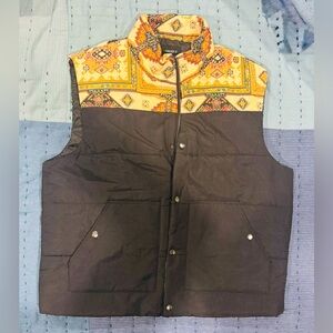 Men's Black and Multicolor Patterned Vest